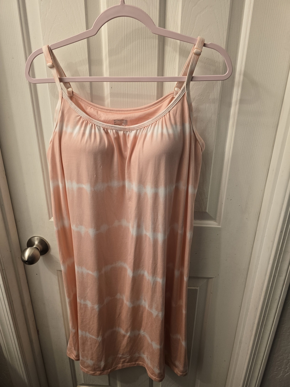 Tie-Dye Peach Spaghetti Strap Mini Dress